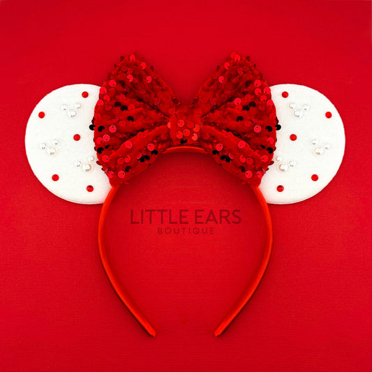 Sequin Bow Christmas Mickey Ears