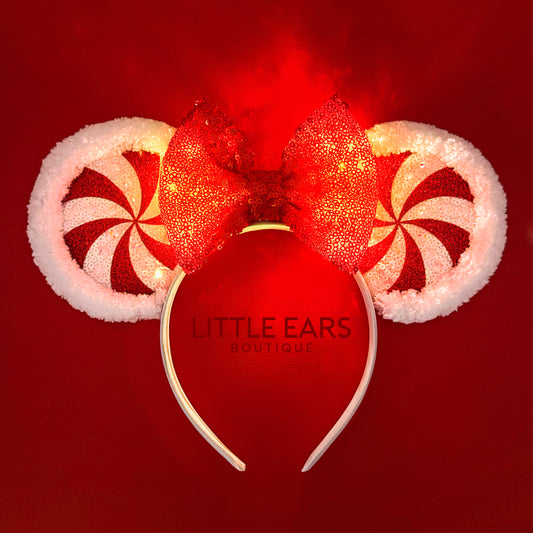 Light Up Candy Cane Christmas Mickey Ears