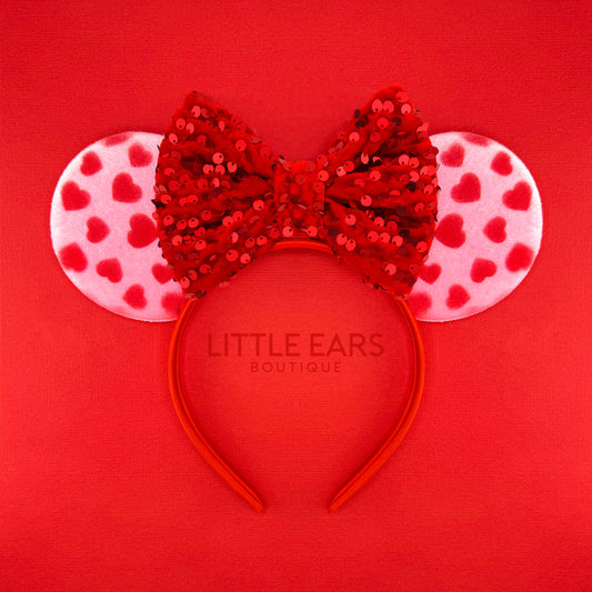 Red & Pink Hearts Velvet Minnie Ears