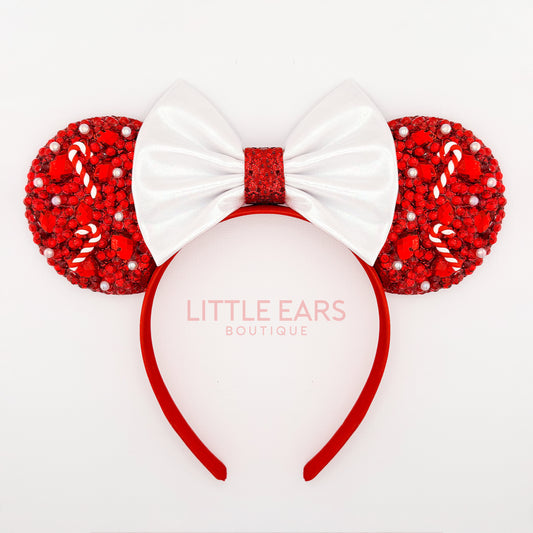 Christmas Candycane Sparkle Mickey Ears