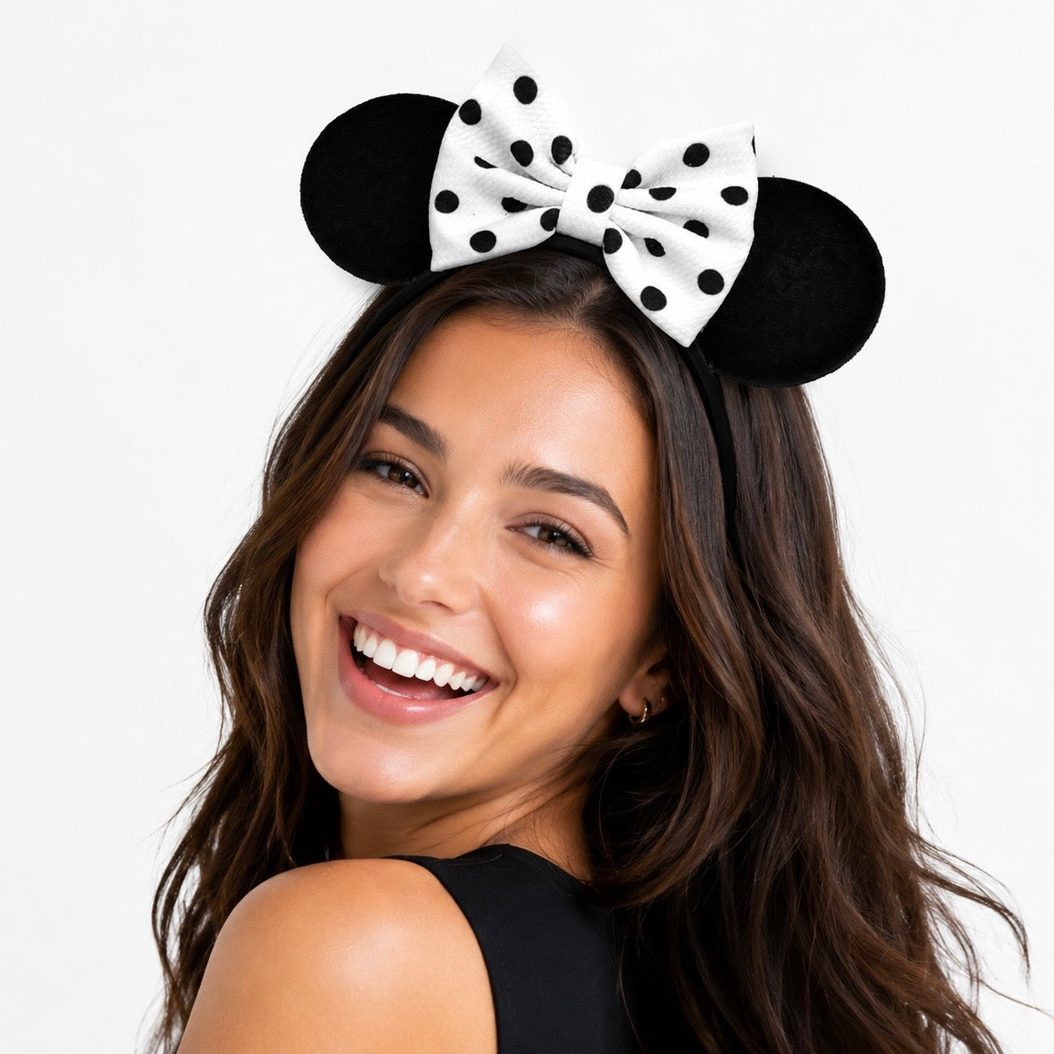 Black Dotted Bow Ears