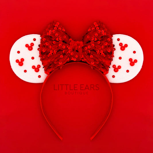 White Velvet Christmas Mickey Ears