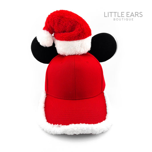 Red Santa Baseball Cap with Mickey Ears