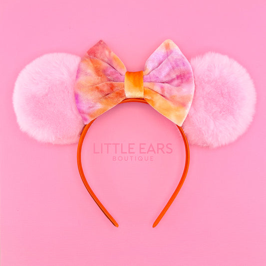 Sunset Tie Dye & Pink Fur Mickey Ears