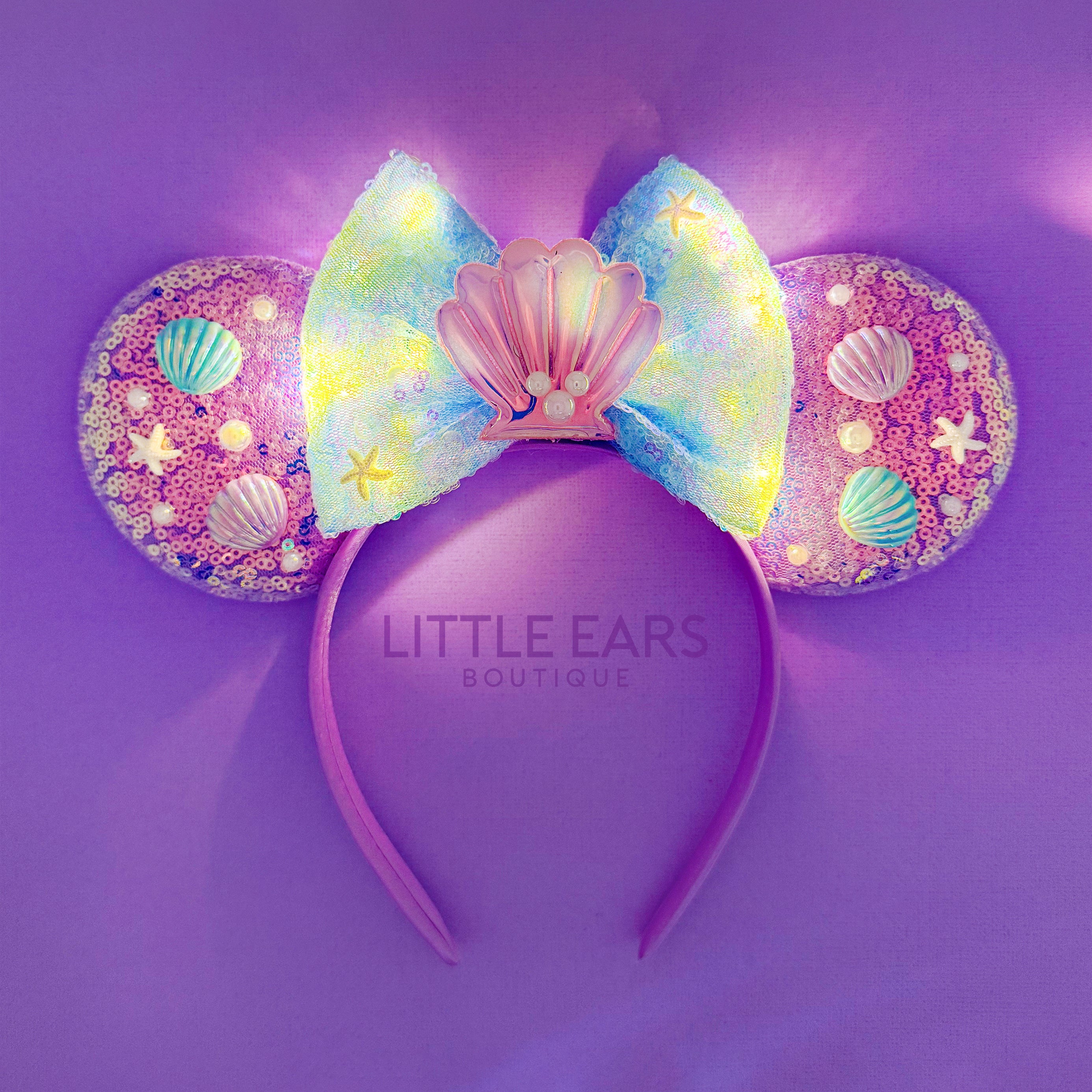 Light Up Mermaid Shells Mickey Ears - Mouse Ears Headband – Little Ears ...