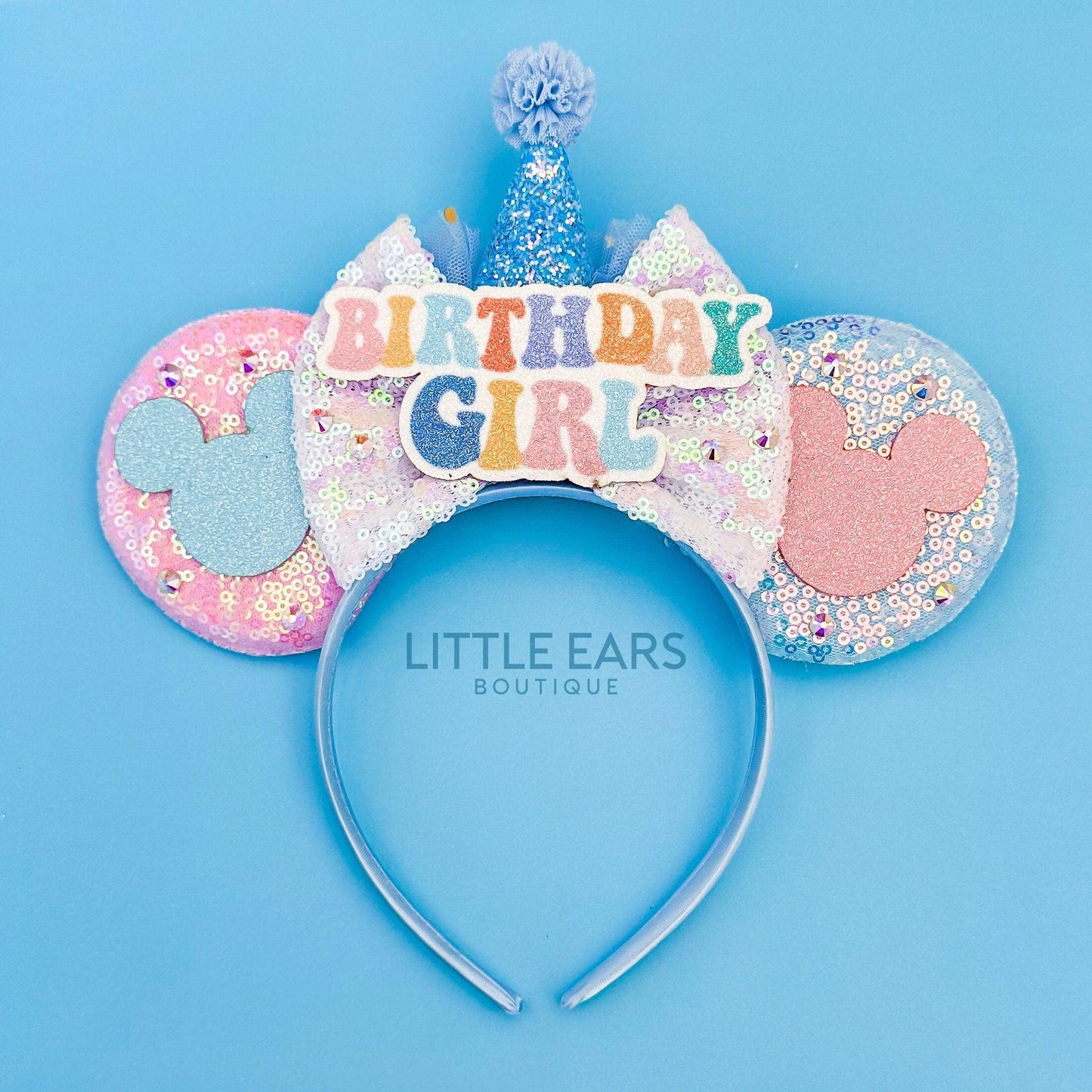 Birthday Blue Hat Mickey Ears- mickey ears disney headband mouse