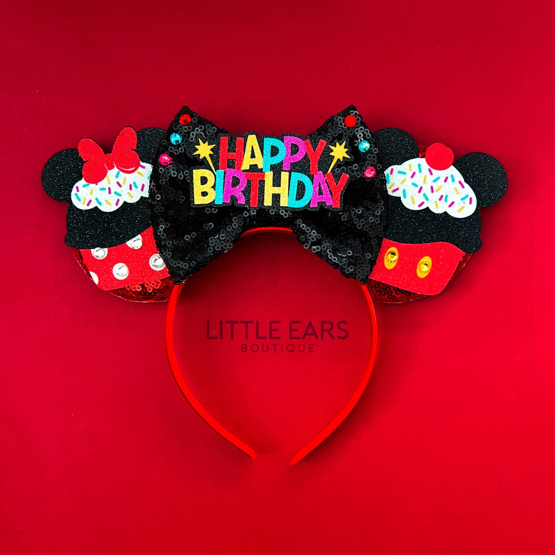 Birthday Cupcakes Mickey Ears - mickey ears - disney ears - mouse ears headband - little ears boutique