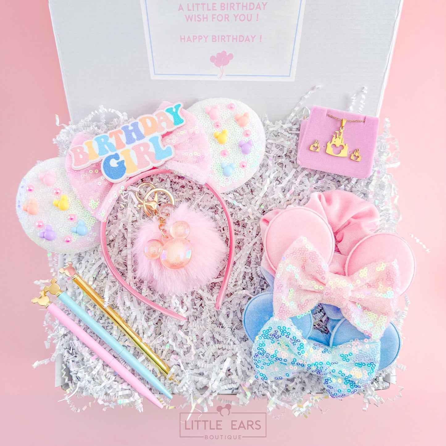 Birthday Ears Gift Box - Little Ears Boutique - Handmade Theme Park Inspired Birthday Mickey Ears Headband