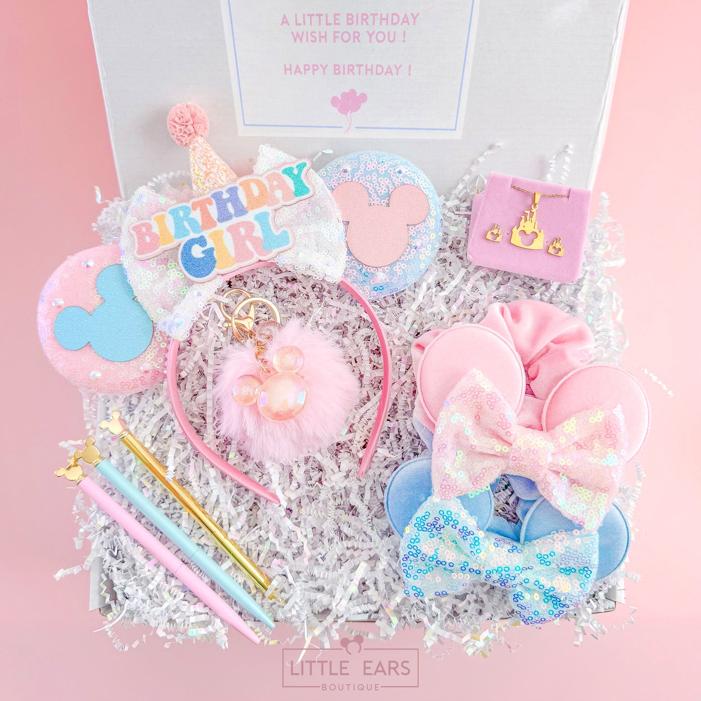 Birthday Girl Ears Gift Box - Little Ears Boutique - Handmade Theme Park Inspired Birthday Mickey Ears Headband
