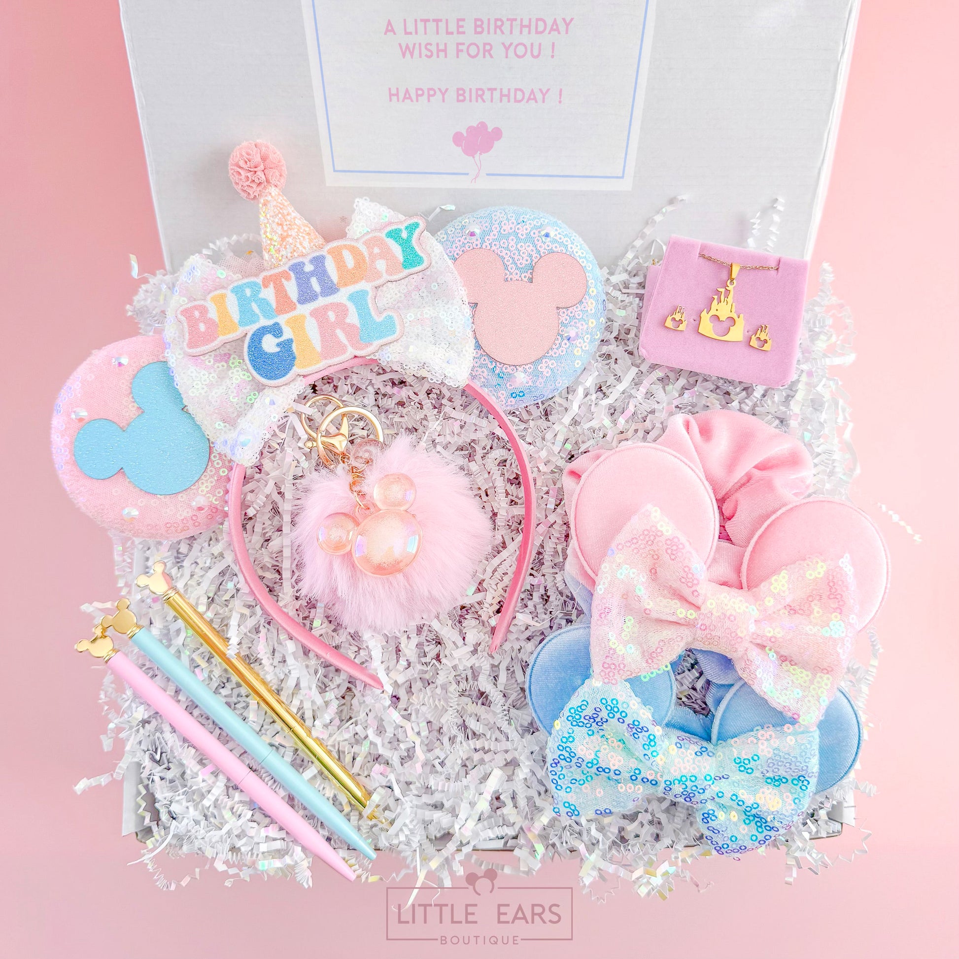 Birthday Girl Ears Gift Box - Little Ears Boutique - Handmade Theme Park Inspired Birthday Mickey Ears Headband