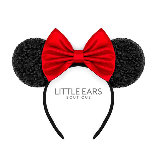 Black & Red Sparkle Mickey Ears- mickey ears disney headband mouse