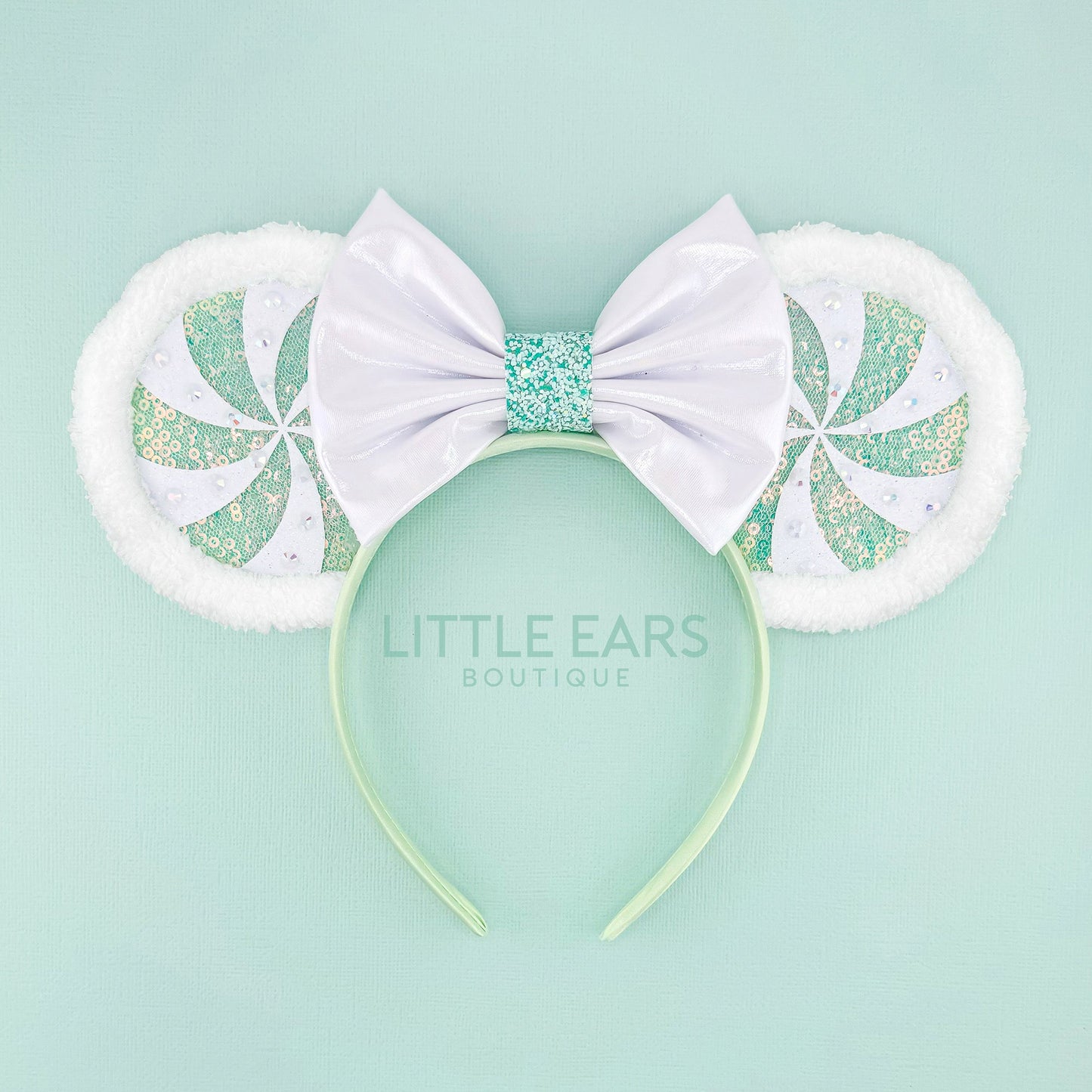 Blue Peppermint Mickey Ears - mickey ears - disney ears - mouse ears headband - little ears boutique