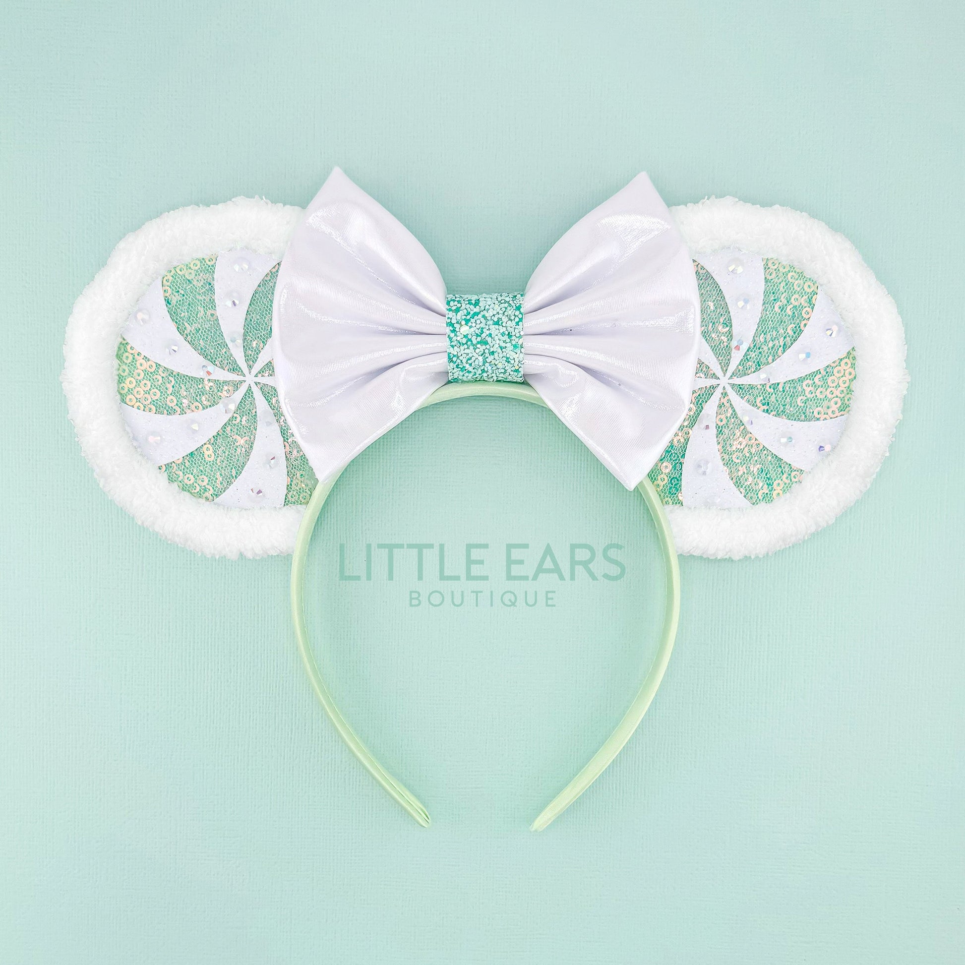 Blue Peppermint Mickey Ears - mickey ears - disney ears - mouse ears headband - little ears boutique