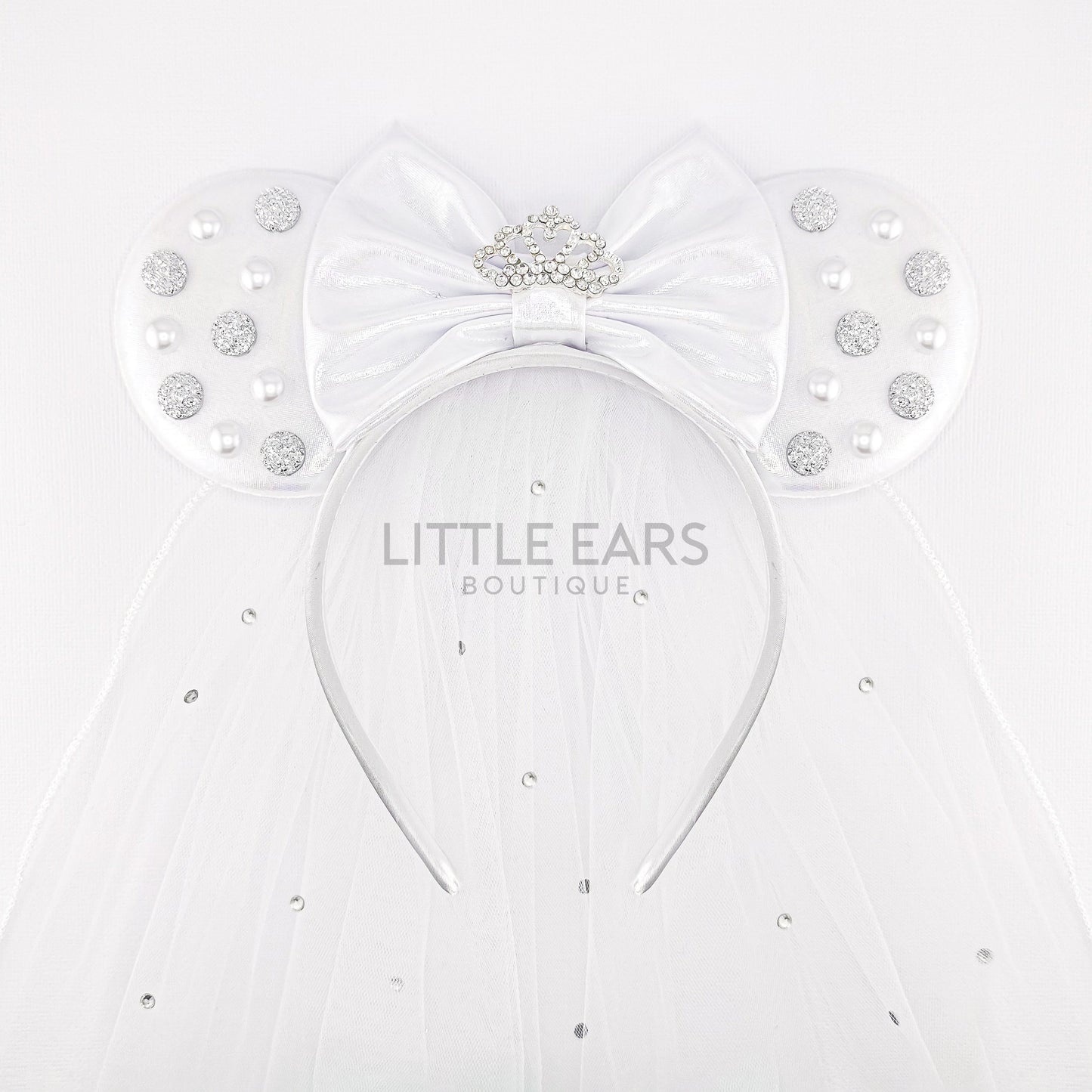 Bride Silver Sparkly Mickey Ears - mickey ears - disney ears - mouse ears headband - little ears boutique