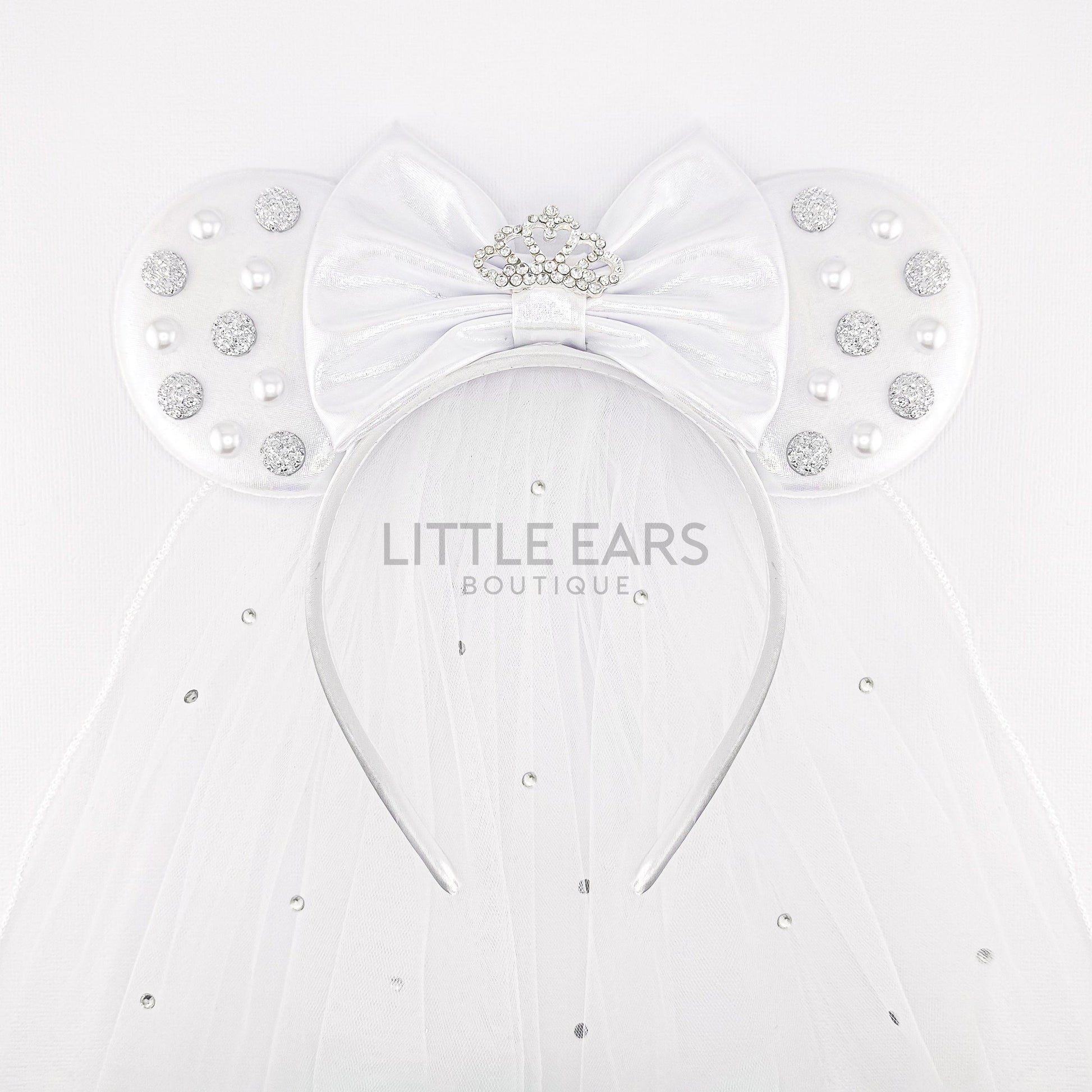 Bride Silver Sparkly Mickey Ears - mickey ears - disney ears - mouse ears headband - little ears boutique