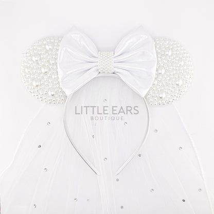 Bride Sparkle Mickey Ears - mickey ears - disney ears - mouse ears headband - little ears boutique