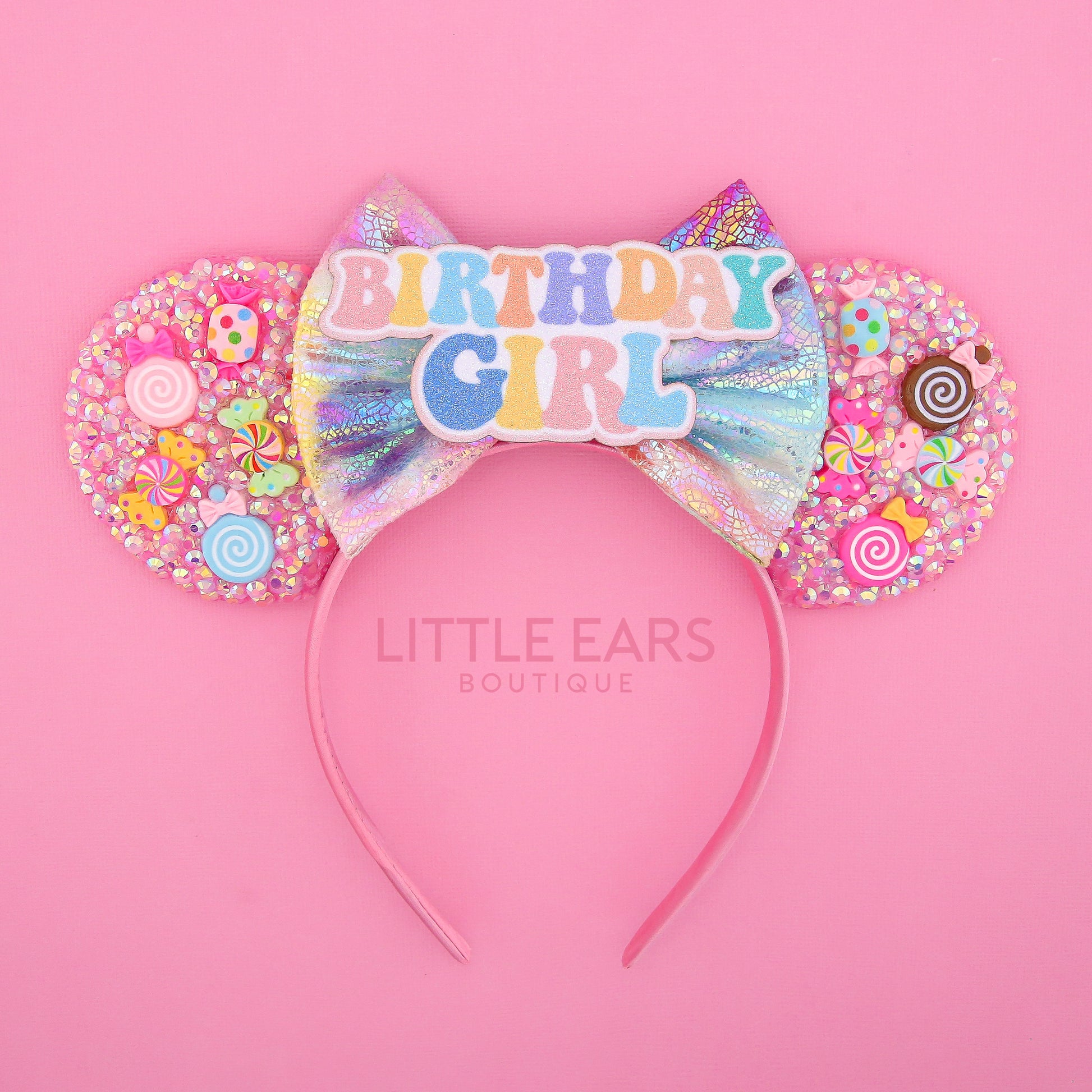 Candyland Sparkle Ears - Little Ears Boutique - Handmade Theme Park Inspired Birthday Mickey Ears Headband