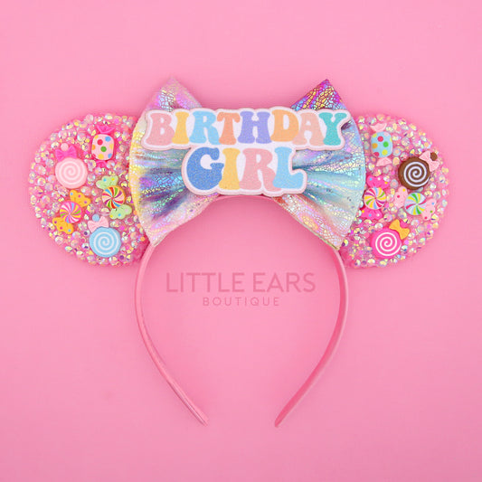 Candyland Sparkle Ears - Little Ears Boutique - Handmade Theme Park Inspired Birthday Mickey Ears Headband