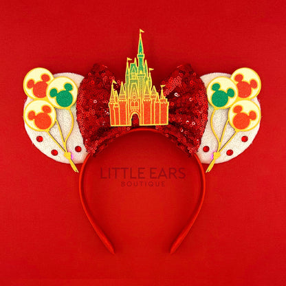 Castle Christmas Mickey Ears- mickey ears disney headband mouse