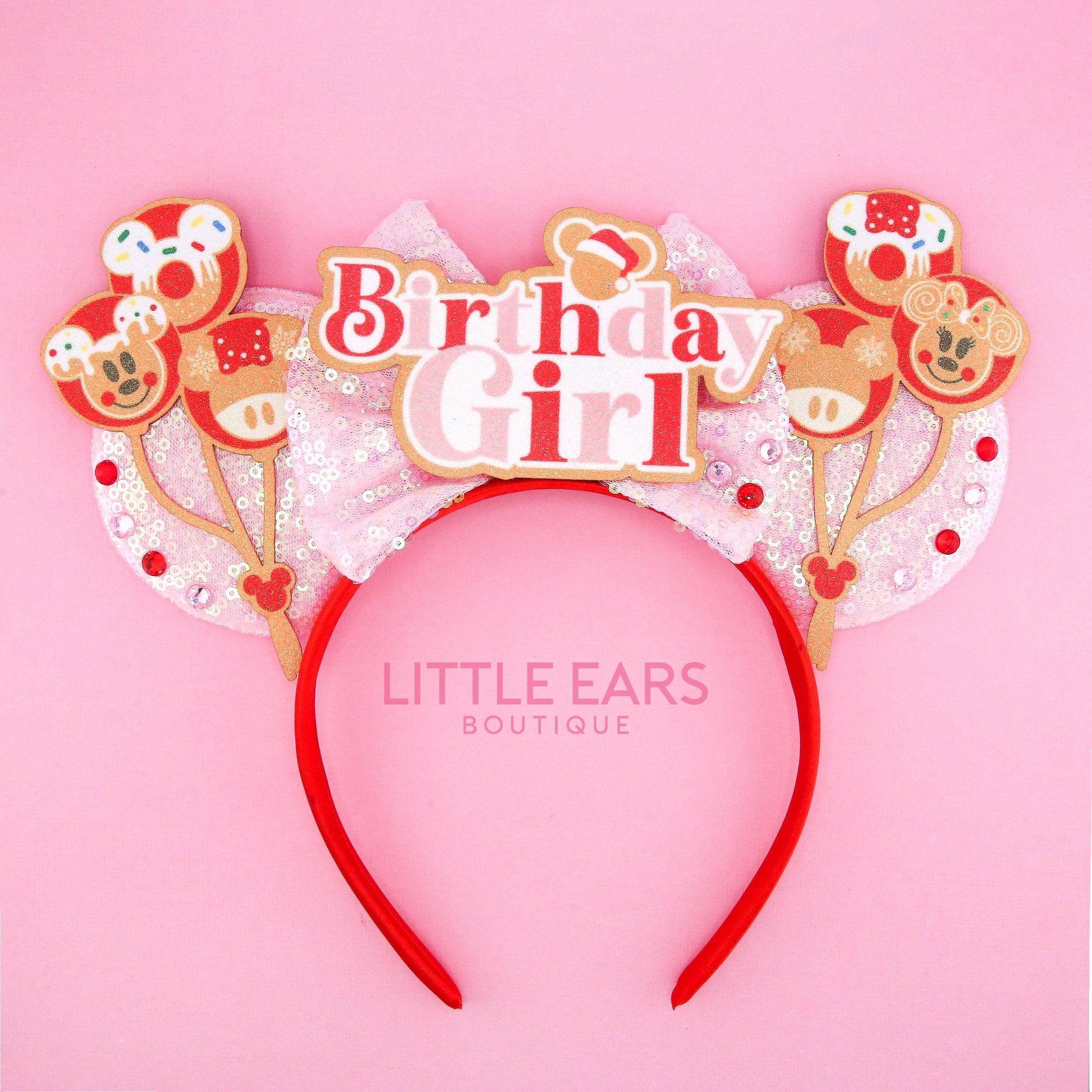 Christmas Birthday Girl Mickey Ears- mickey ears disney headband mouse