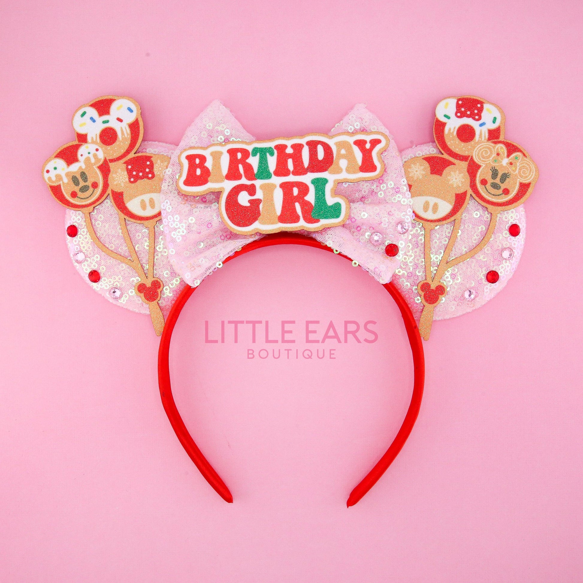 Christmas Birthday Girl Mickey Ears- mickey ears disney headband mouse