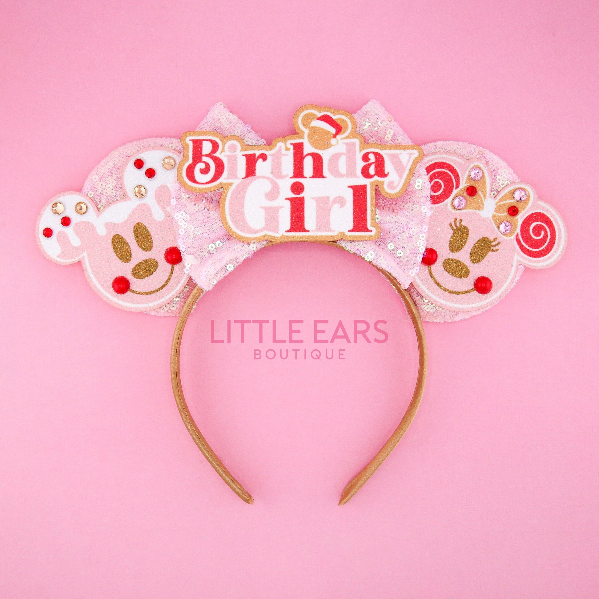 Christmas Birthday Girl Mickey Ears- mickey ears disney headband mouse