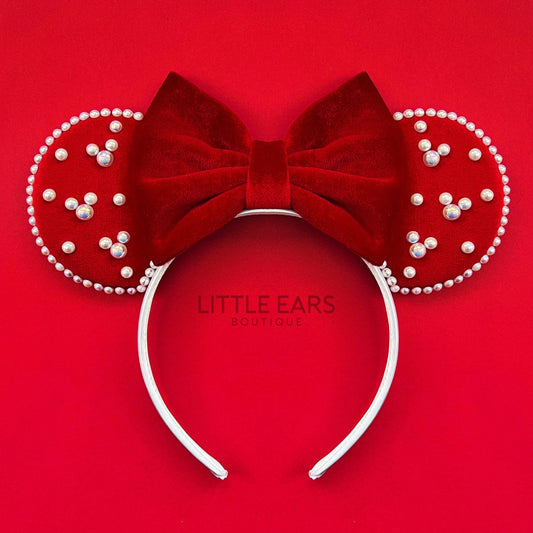Christmas Pearls Mickey Ears- mickey ears disney headband mouse