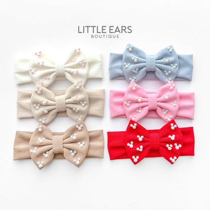 Cotton Baby Bow Headband- mickey ears disney headband mouse