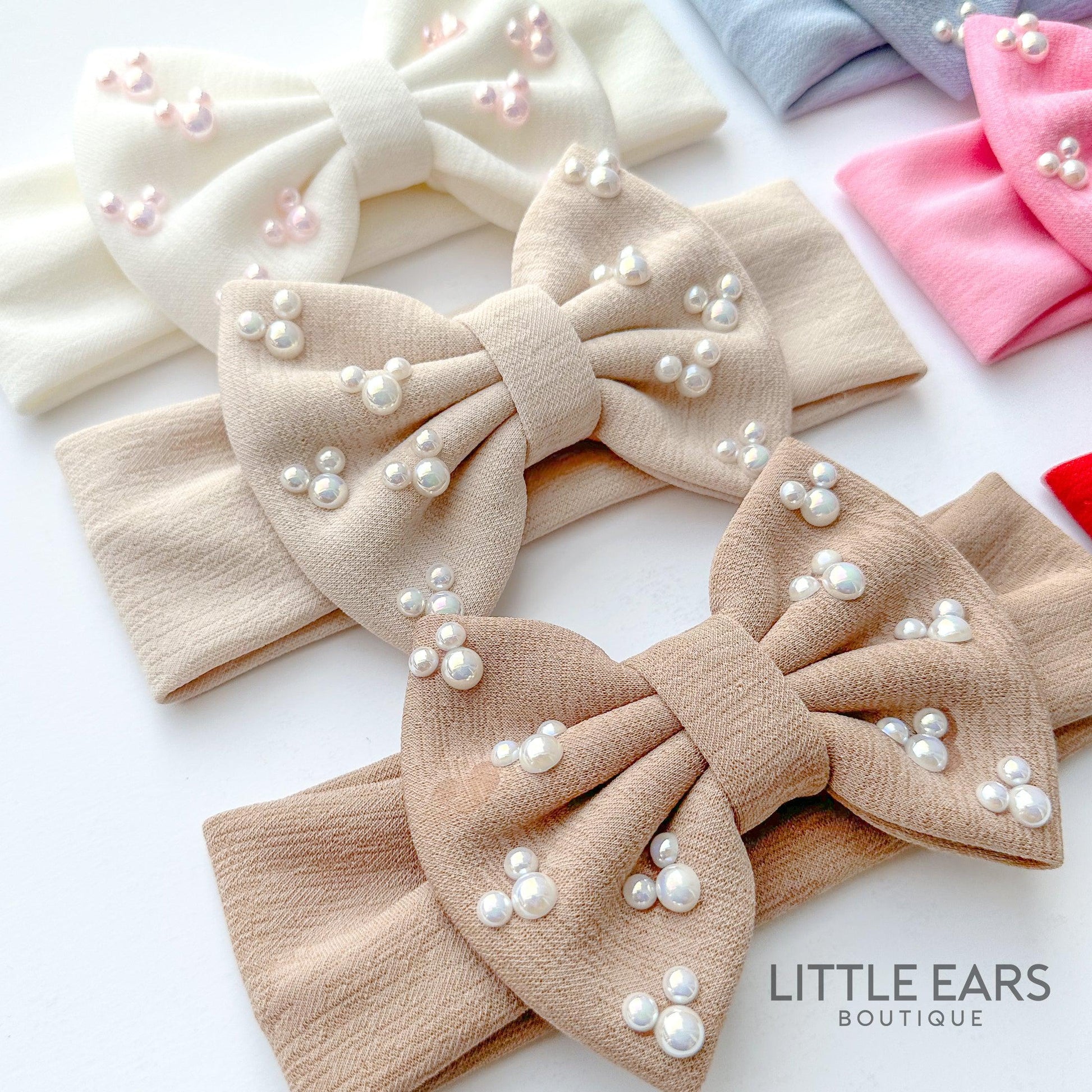 Cotton Baby Bow Headband- mickey ears disney headband mouse