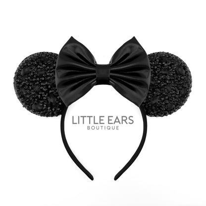 Deep Black Sparkle Mickey Ears- mickey ears disney headband mouse