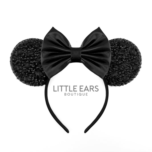 Deep Black Sparkle Mickey Ears- mickey ears disney headband mouse