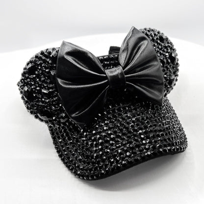 Deep Black Sparkle Mickey Visor- mickey ears disney headband mouse