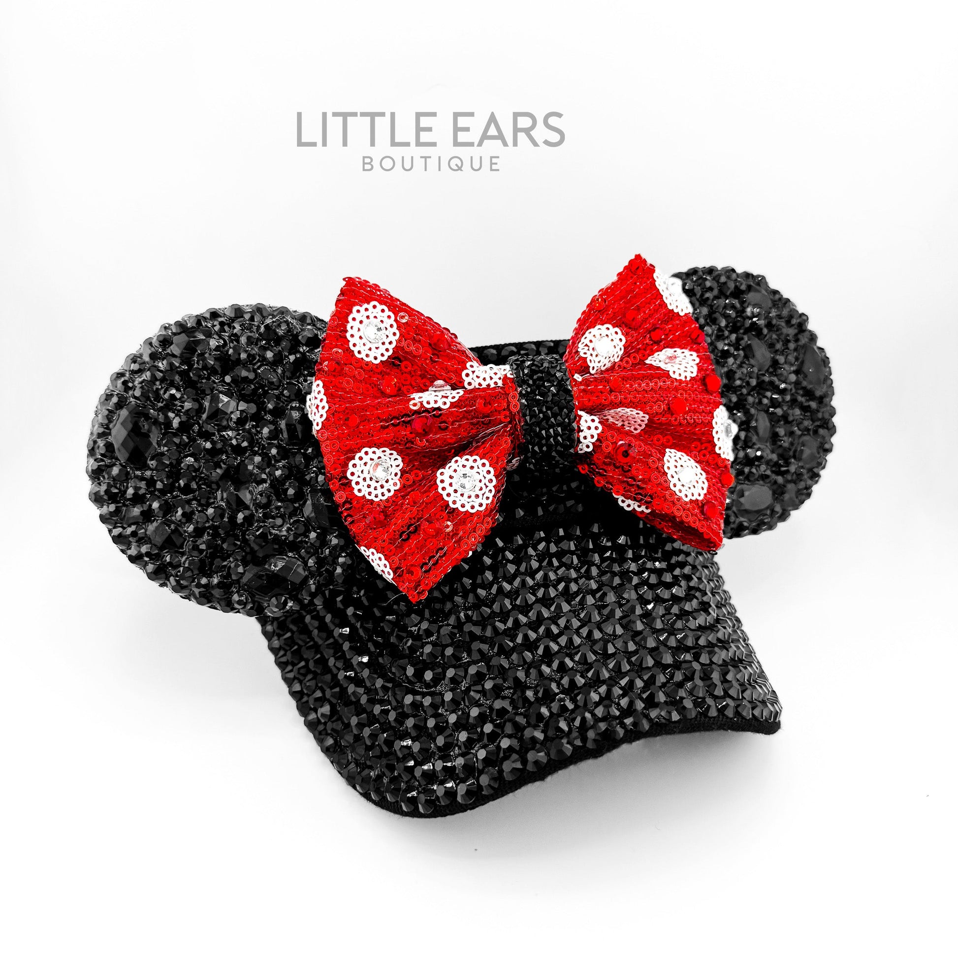 Deep Black Sparkle Minnie Visor - mickey ears - disney ears - mouse ears headband - little ears boutique