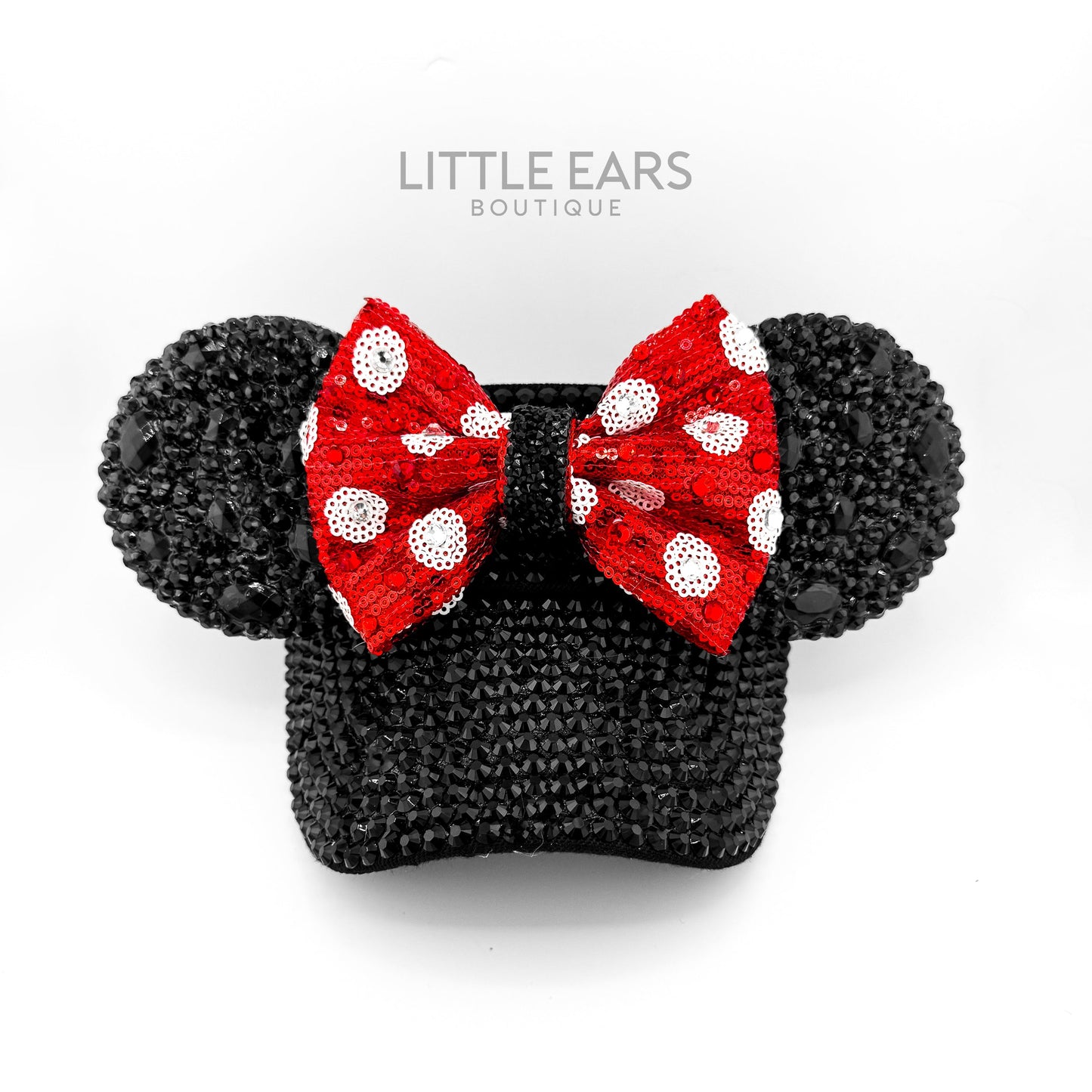 Deep Black Sparkle Minnie Visor - mickey ears - disney ears - mouse ears headband - little ears boutique