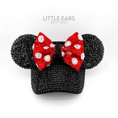 Deep Black Sparkle Minnie Visor - mickey ears - disney ears - mouse ears headband - little ears boutique