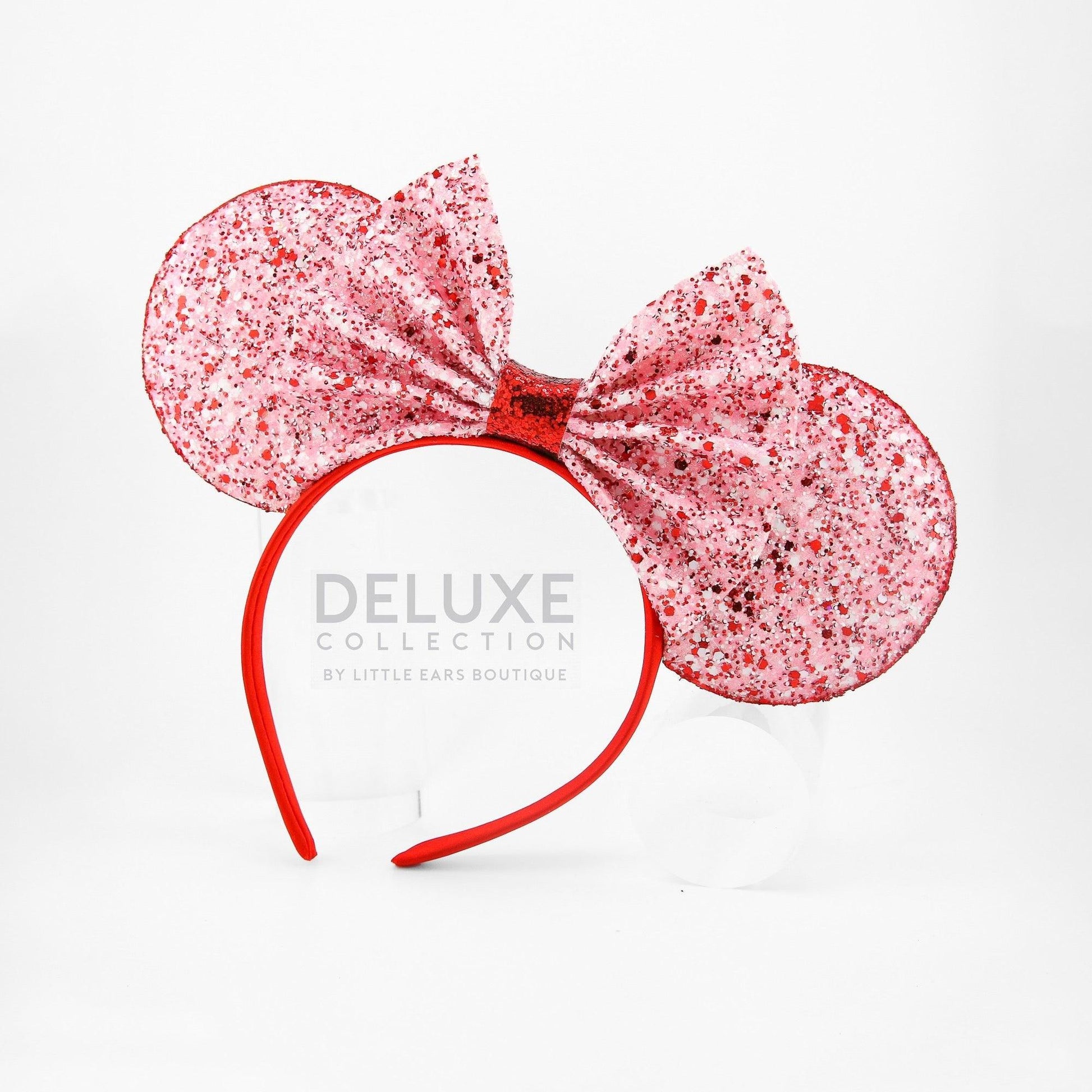  Seamoy Sequin Stitch Minnie Ears Headband, Pink Stitch Ears,  Park ears Princess, Sparkle Rose Gold Classic Red Mickey Ears Mouse Ears  Headband for Women Girls (Lilo & Stitch Pink) : Clothing