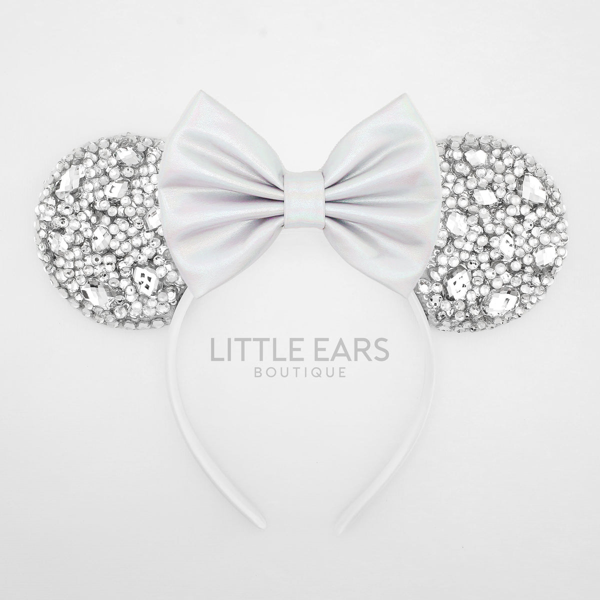 Disney Parks Minnie Mouse Ears Tomorrowland Silver Headband NWT HKDL - Minnie Mouse Iridescent Tweed Pearl Ear Headband  main image 3