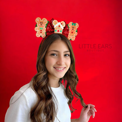 Gingerbread Christmas Mickey Ears- mickey ears disney headband mouse