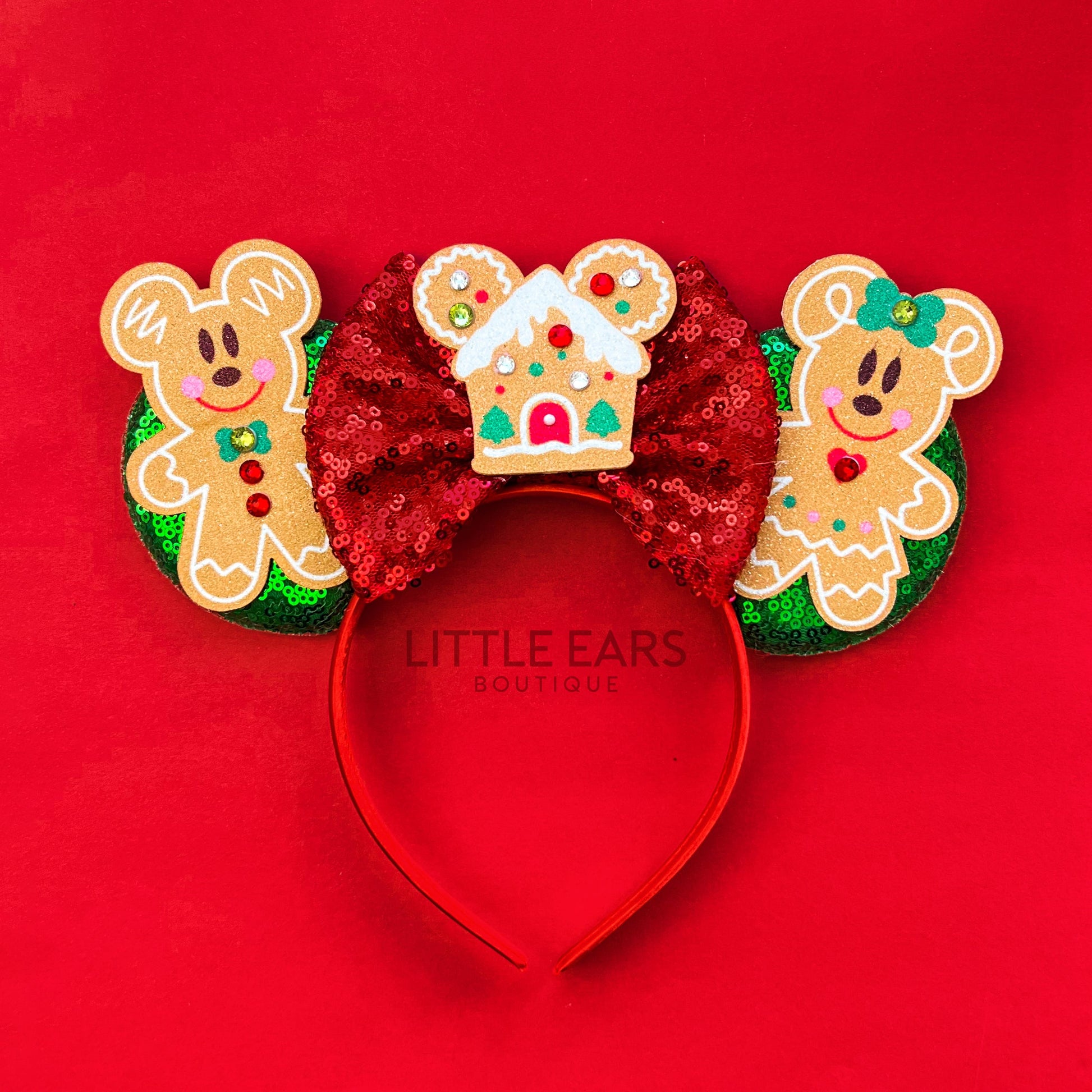 Gingerbread Christmas Mickey Ears - mickey ears - disney ears - mouse ears headband - little ears boutique