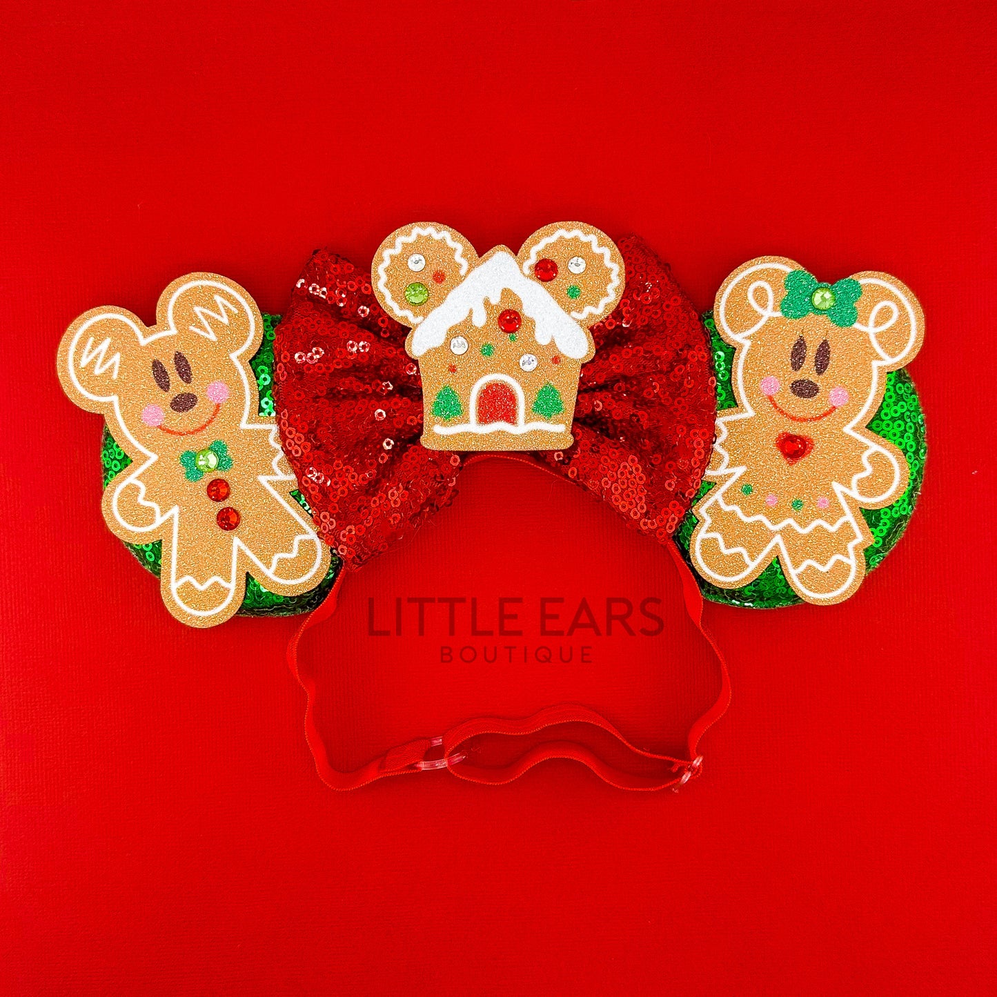 Gingerbread Elastic Mickey Ears - mickey ears - disney ears - mouse ears headband - little ears boutique