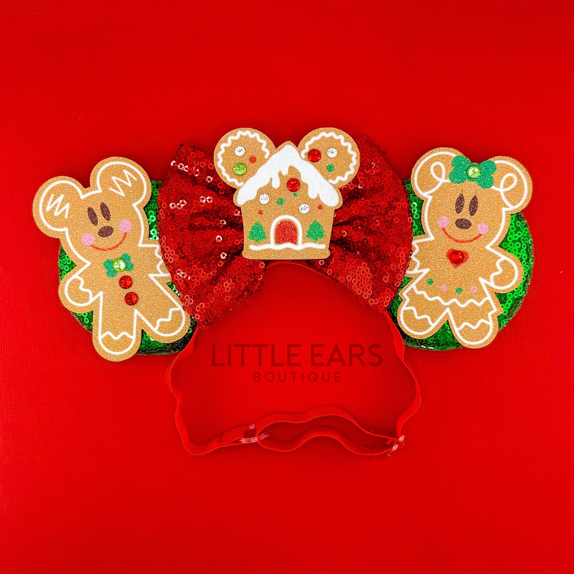 Gingerbread Elastic Mickey Ears - mickey ears - disney ears - mouse ears headband - little ears boutique