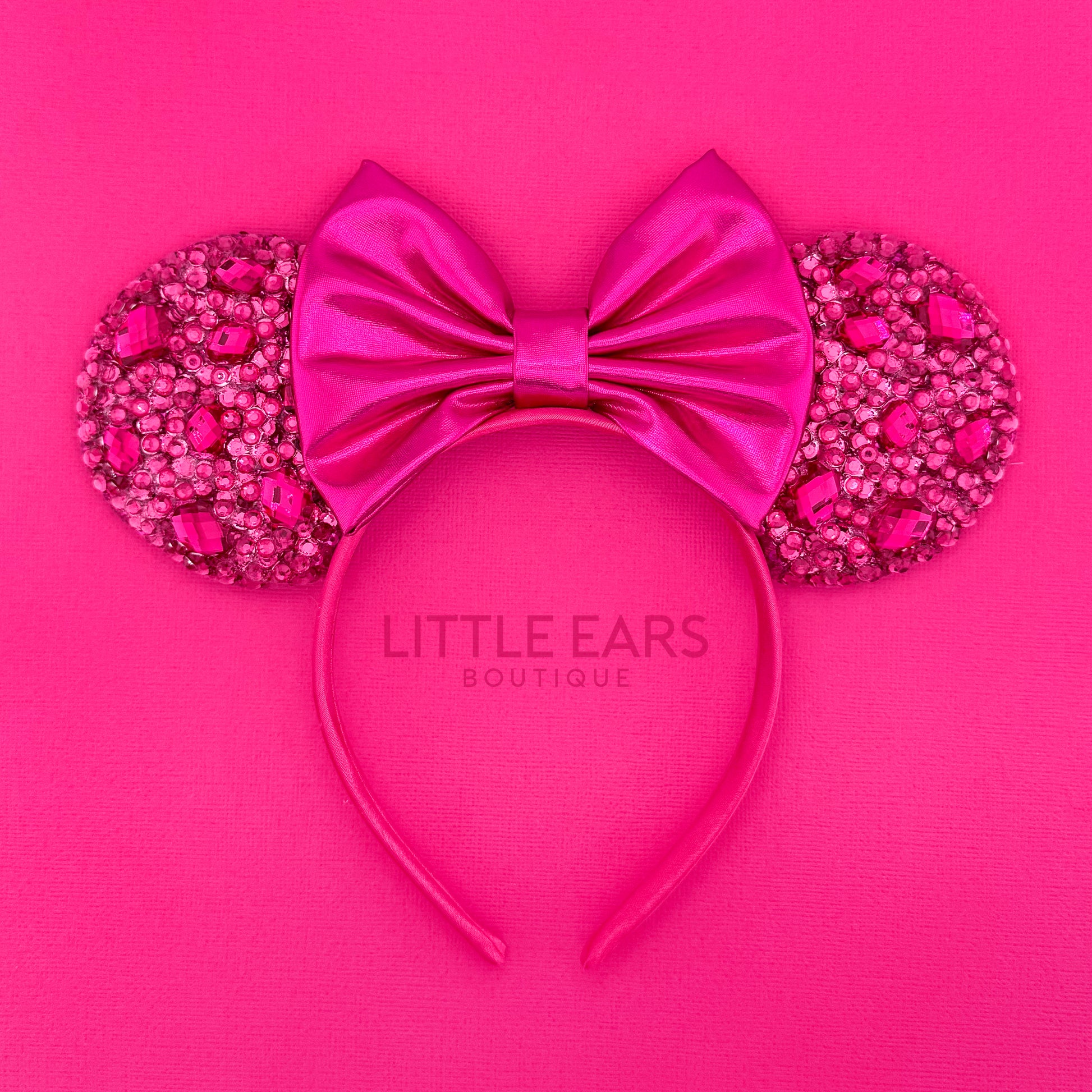 Hot Pink Sparkle Ears - Little Ears Boutique - Handmade Theme Park Inspired Mickey Ears Headband - Valentine's Day Mouse Ears