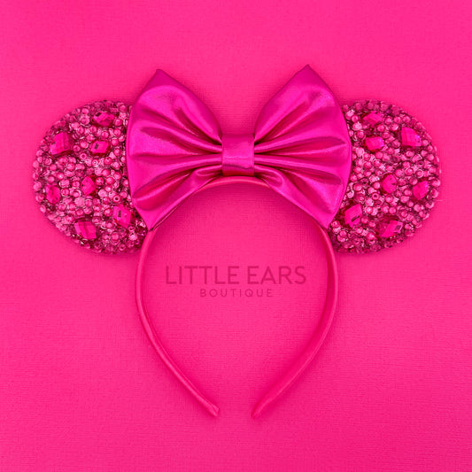 Hot Pink Sparkle Ears - Little Ears Boutique - Handmade Theme Park Inspired Mickey Ears Headband - Valentine's Day Mouse Ears