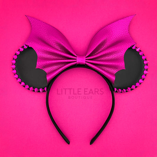 LIMITED EDITION - Hot Pink Bat Bow Spikes Mickey Ears