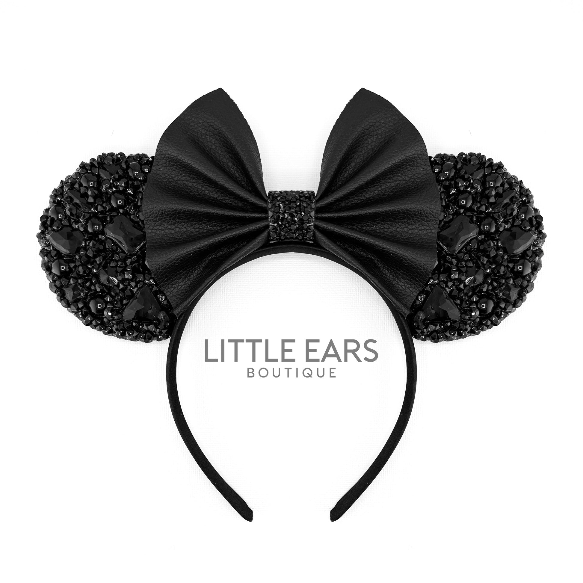 Leather Bow Sparkle Mickey Ears - mickey ears - disney ears - mouse ears headband - little ears boutique