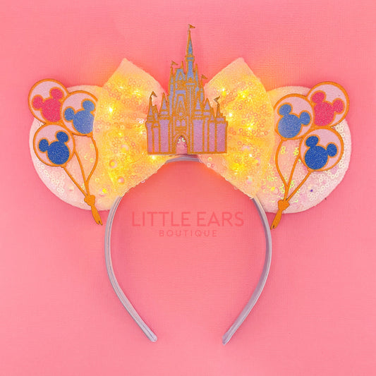 Light Up Castle & Balloons Mickey Ears - mickey ears - disney ears - mouse ears headband - little ears boutique