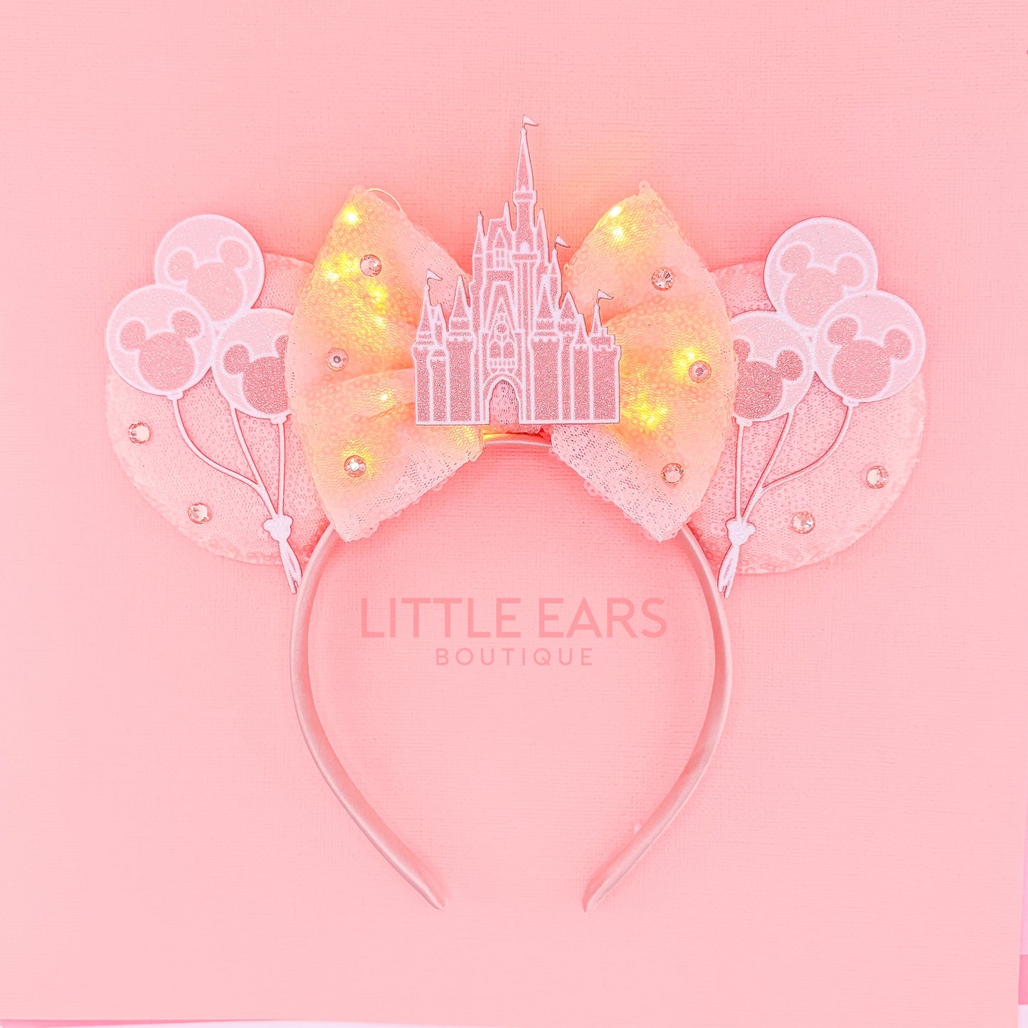 Light Up Rose Gold Castle Mickey Ears - mickey ears - disney ears - mouse ears headband - little ears boutique