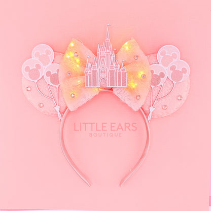 Light Up Rose Gold Castle Mickey Ears - mickey ears - disney ears - mouse ears headband - little ears boutique