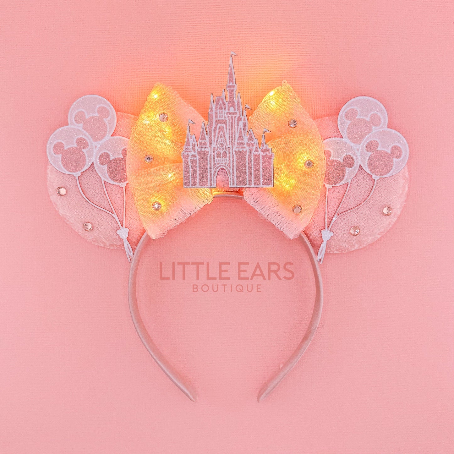 Light Up Rose Gold Castle Mickey Ears - mickey ears - disney ears - mouse ears headband - little ears boutique