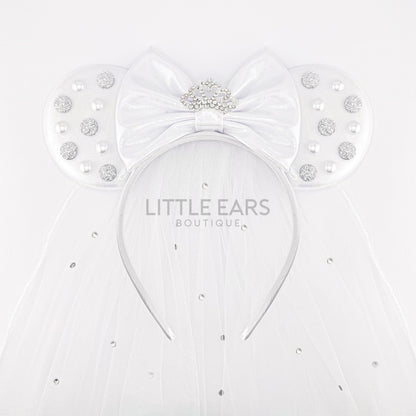 Bride Silver Sparkly Mickey Ears